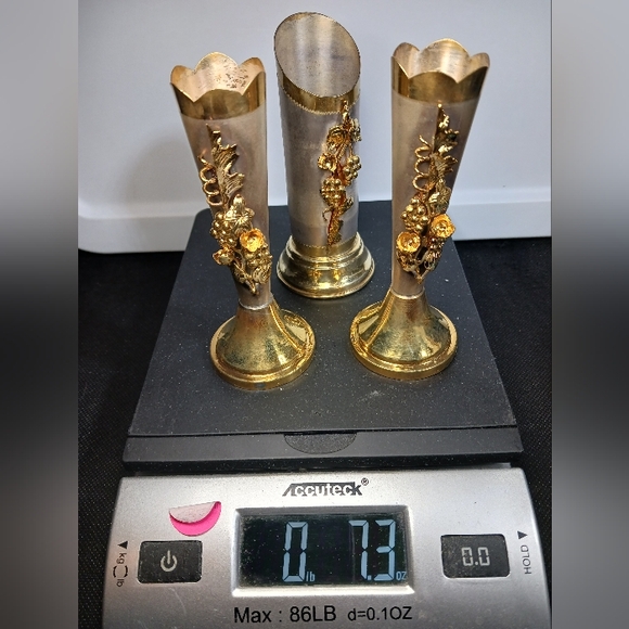 Vintage Set Sterling Silver Decorated Ornate Design Weighted Candlestick Holders - Picture 10 of 16